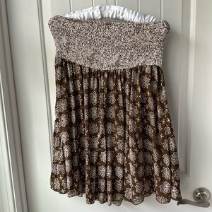 Basil & Maude All Silk Skirt or Strapless Top. Stretch smocked at top Size large